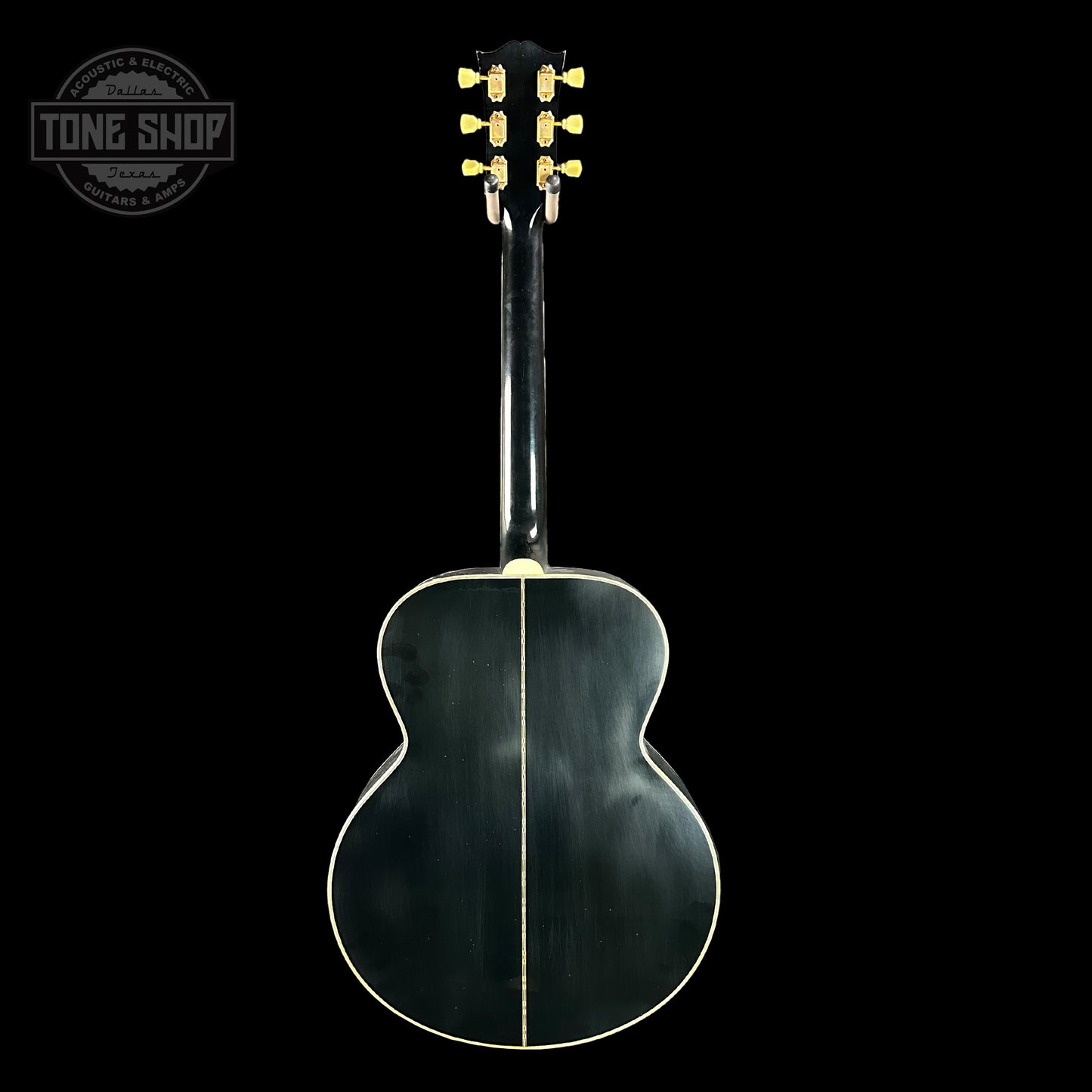 Full back of Gibson Custom Shop M2M 1957 SJ-200 Murphy Lab Light Aged  Ebony.