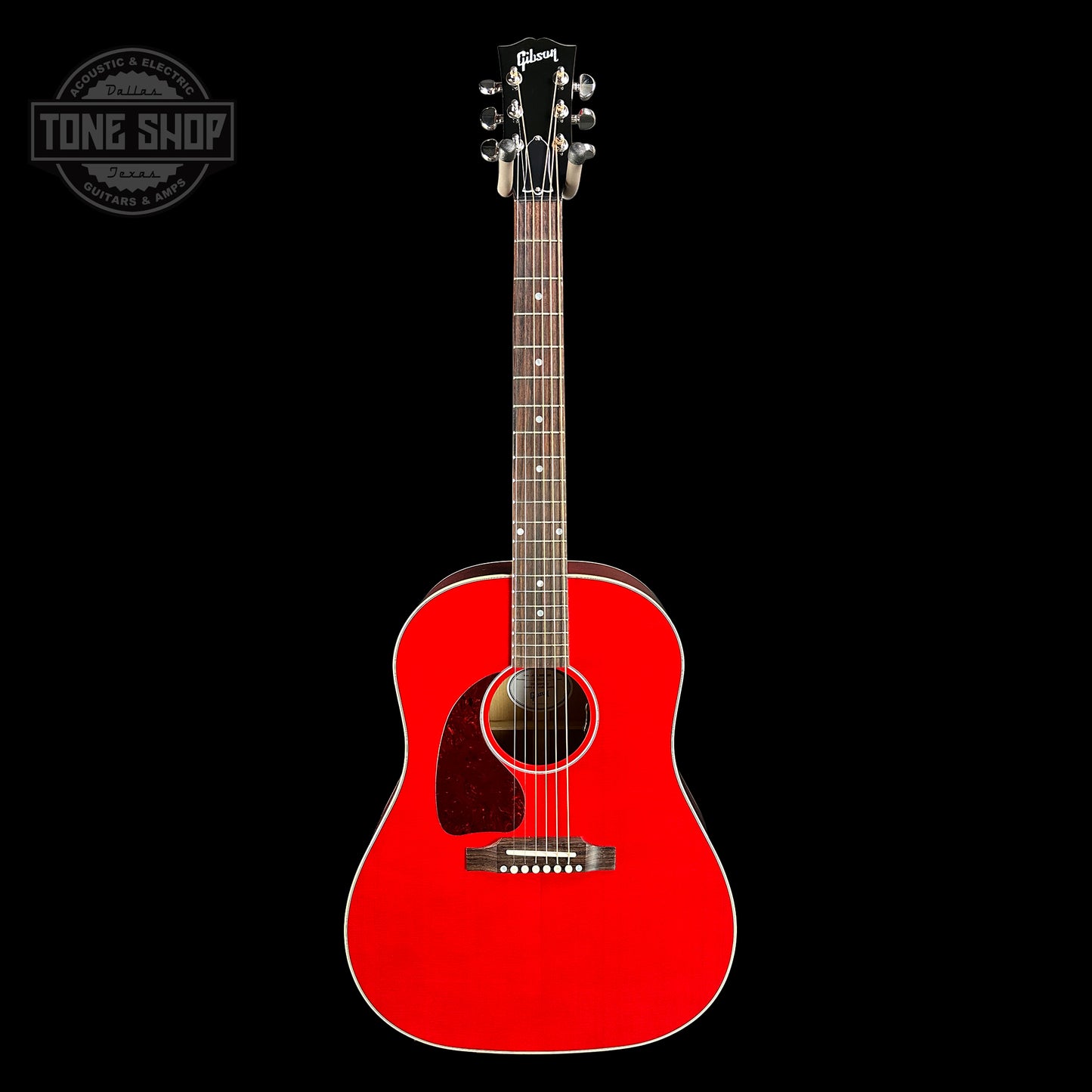 Full front of Gibson J-45 Standard Left Handed Cherry.