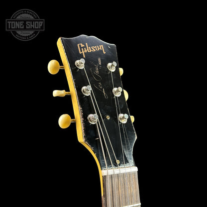 Angle of headstock of Gibson Custom Shop 1958 Les Paul Junior Double Cut TV Yellow Murphy Lab Heavy Aging.