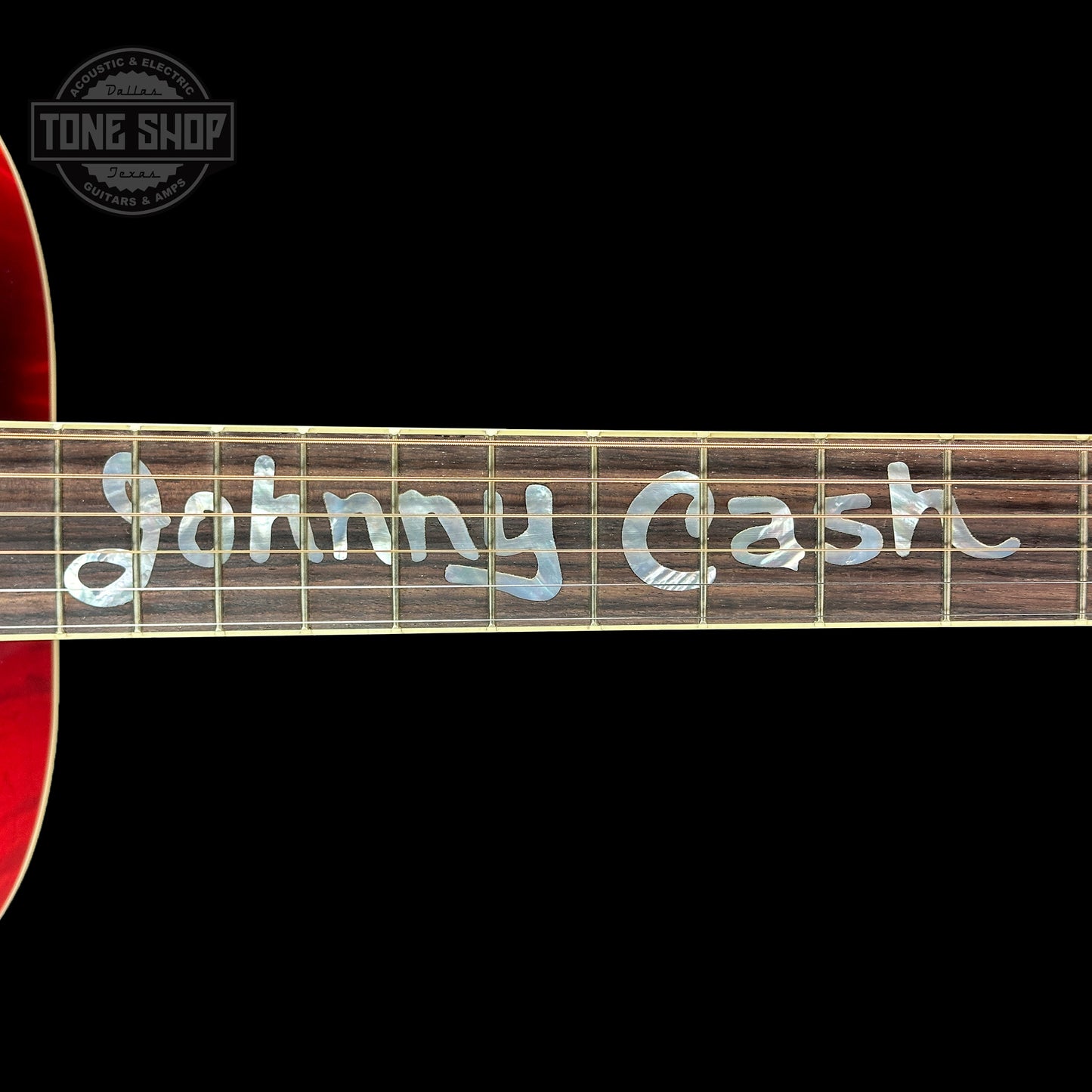 Inlays on Gibson Custom Shop Johnny Cash SJ-200 Vintage Cherry Sunburst.