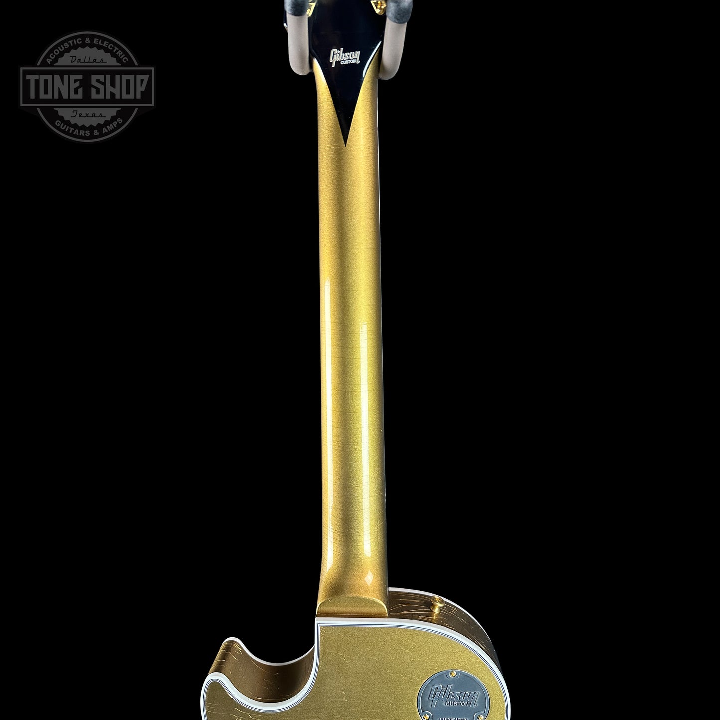 Back of neck of Gibson Custom Shop Made 2 Measure Les Paul Custom Chambered Double Gold.