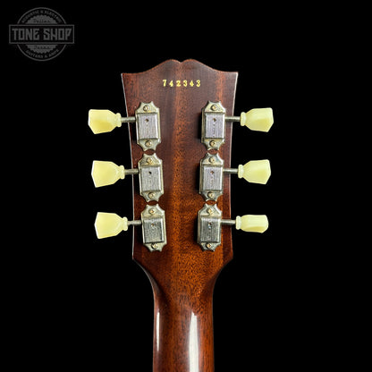 Back of headstock of Gibson Custom Shop 1957 Les Paul Goldtop Darkback Reissue VOS.