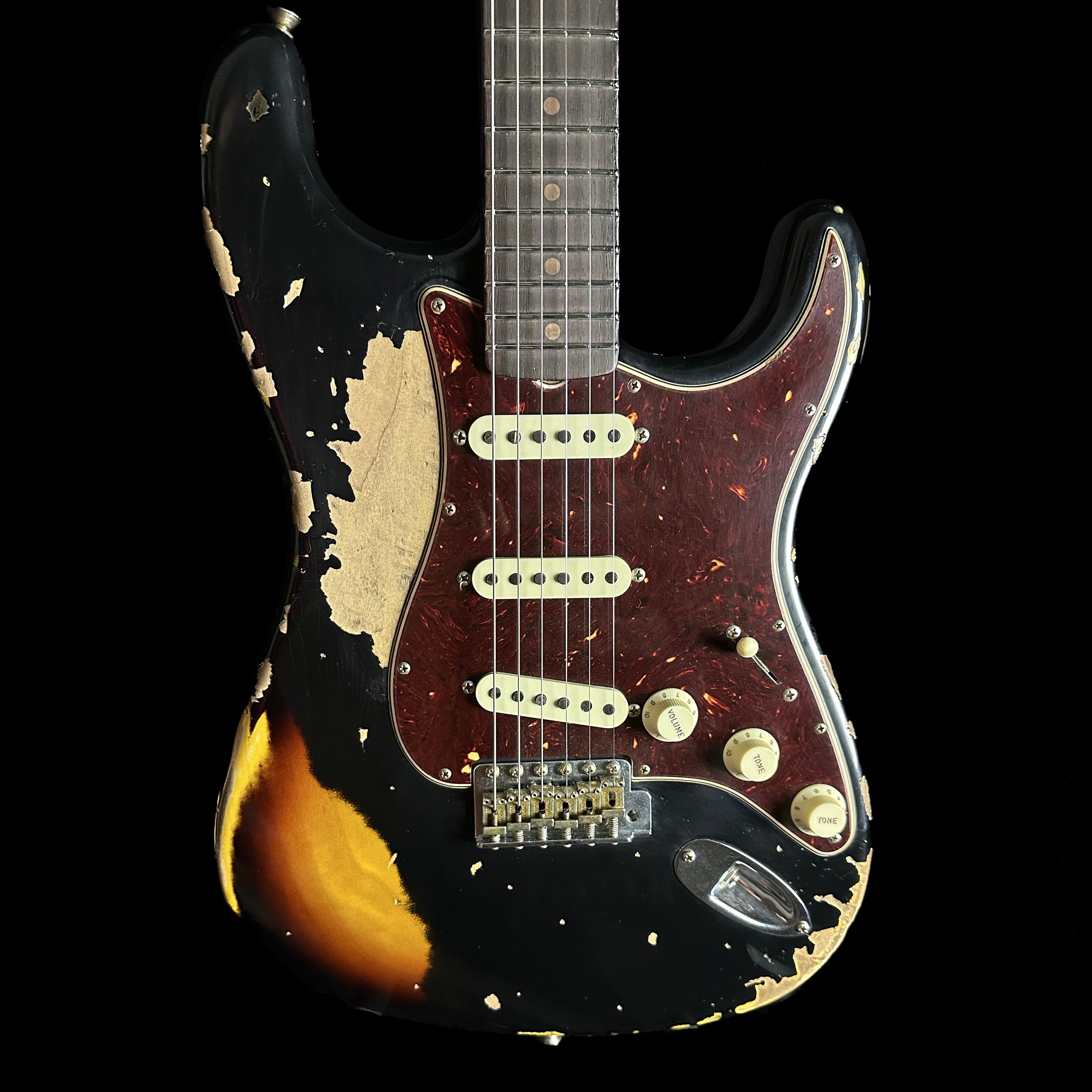 Fender Custom Shop Limited Edition Roasted '61 Strat Super Heavy Relic Aged  Black/3-color Sunburst w/case