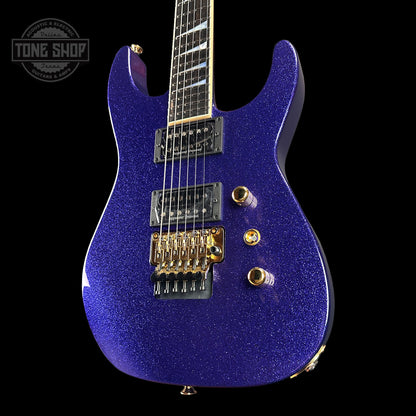 Front angle of Jackson Custom Shop SL2H Purple Sparkle.