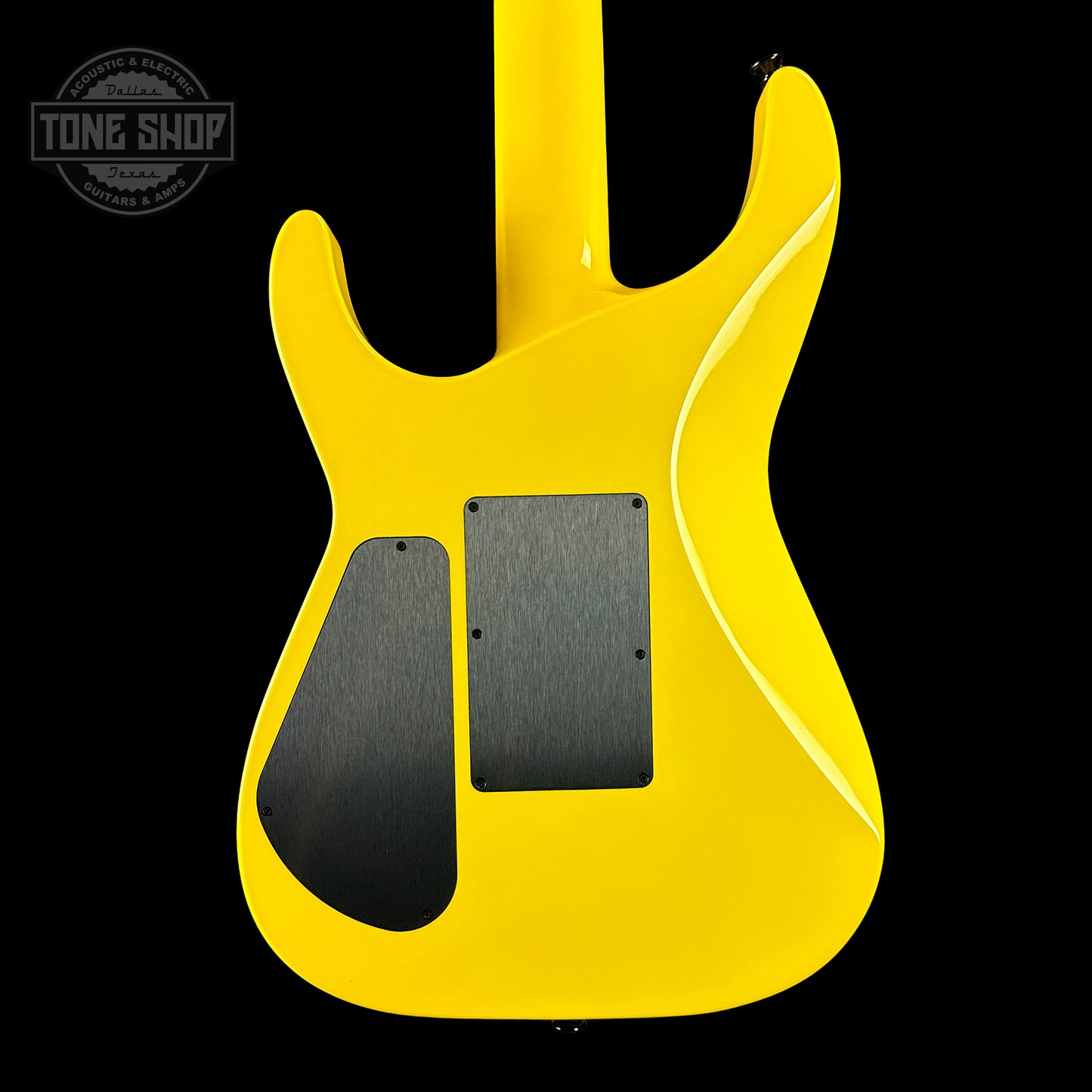 Back of Jackson Custom Shop SL2H Reverse Headstock Grafitti Yellow.