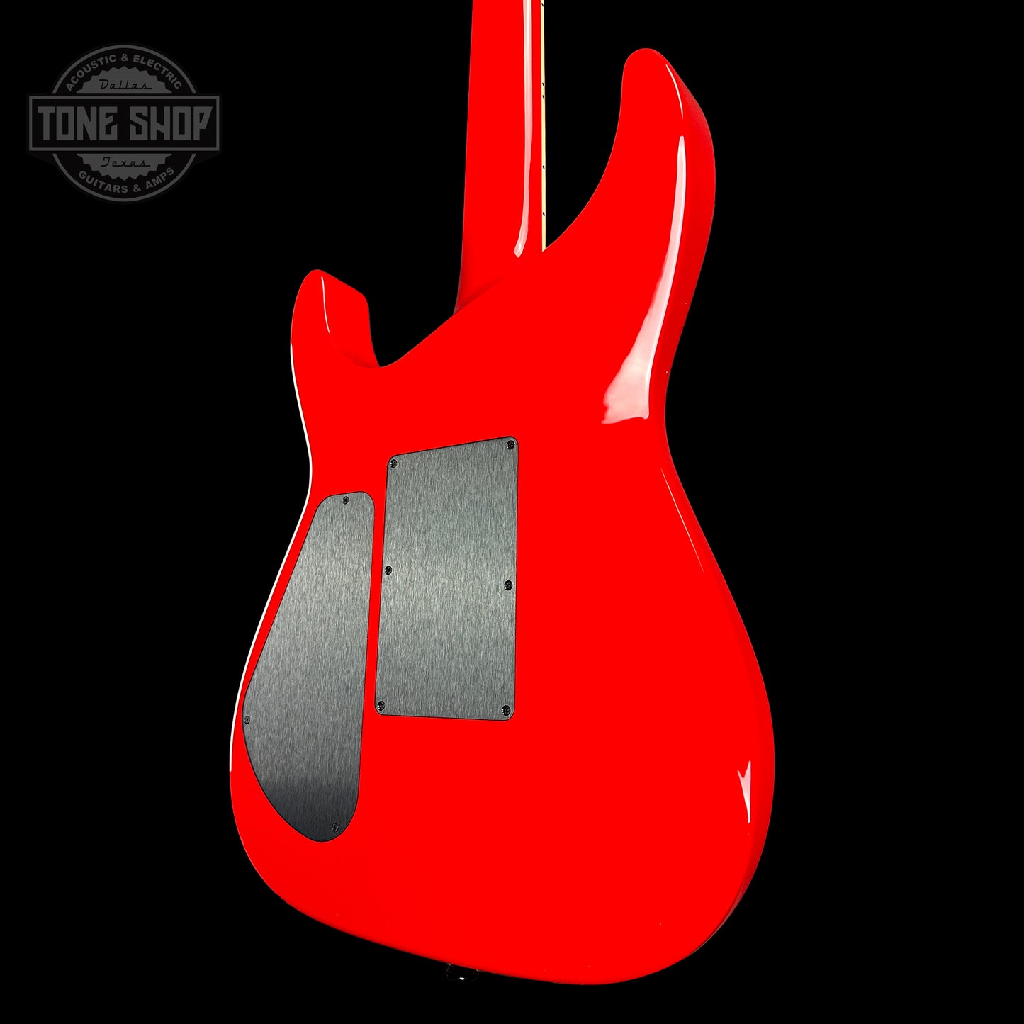 Back angle of Jackson Custom Shop SL2H Ferrari Red.