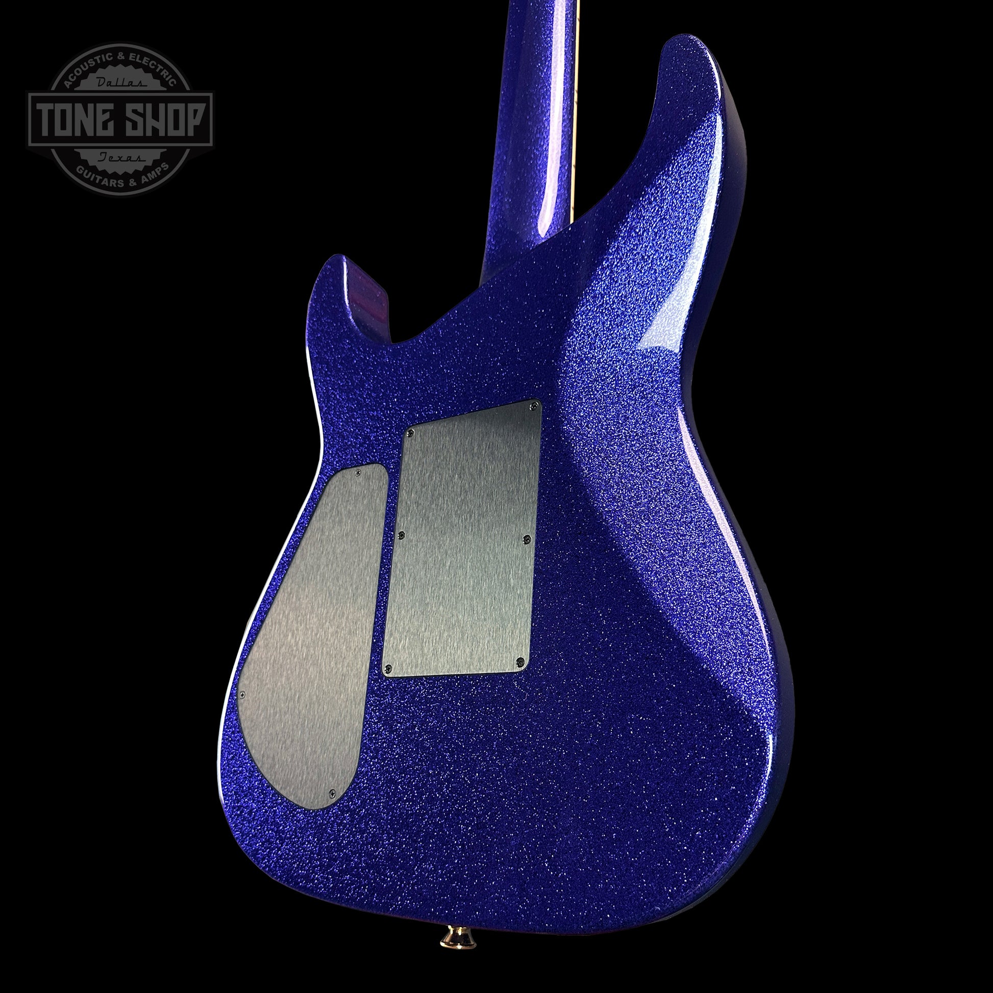 Back angle of Jackson Custom Shop SL2H Purple Sparkle.