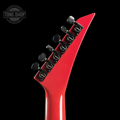 Back of headstock of Jackson Custom Shop SL2H Reverse Headstock Dakota Red.