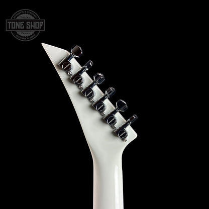 Back of headstock of Jackson Custom Shop Rhoads RR24 1H White Ghost Flame.