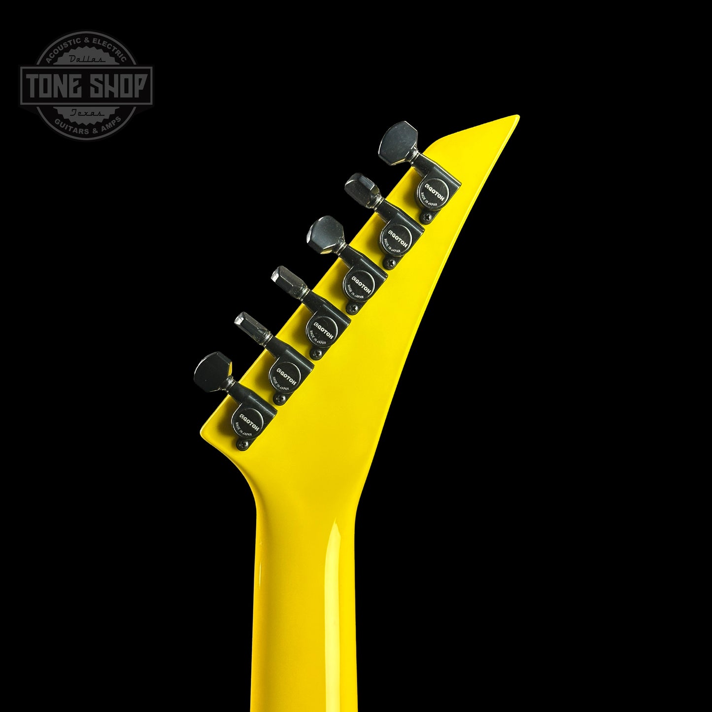 Back of headstock of Jackson Custom Shop SL2H Grafitti Yellow.