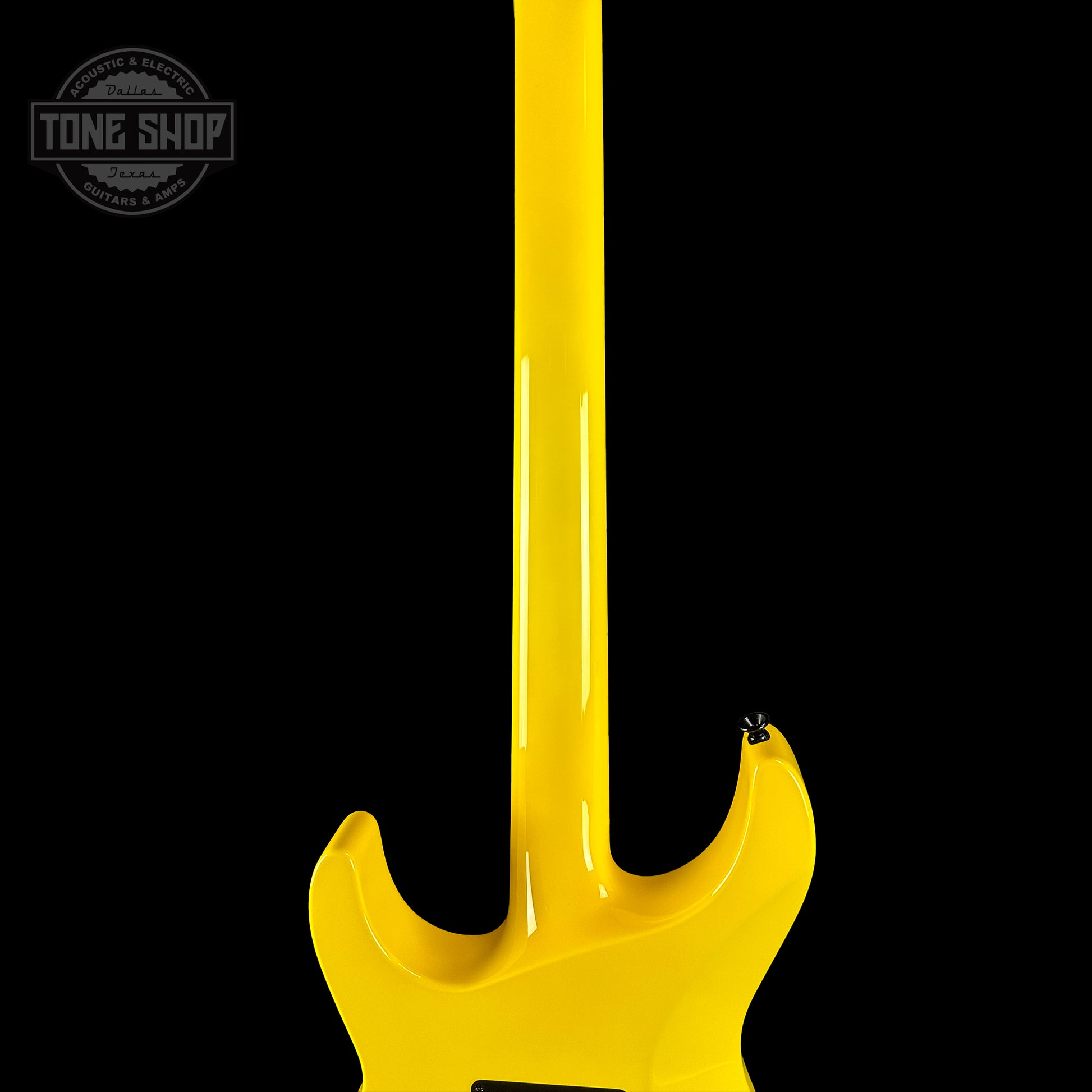 Back of neck of Jackson Custom Shop SL2H Reverse Headstock Grafitti Yellow.