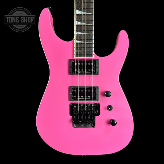 Front of Jackson Custom Shop SL2H Reverse Headstock Bubblegum.