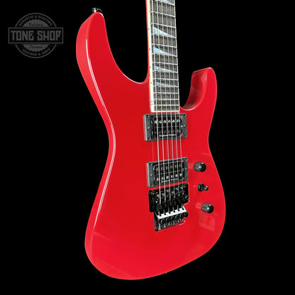 Front angle of Jackson Custom Shop SL2H Reverse Headstock Dakota Red.