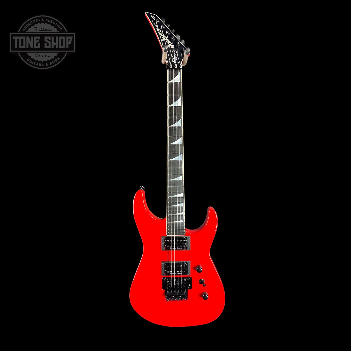 Full front of Jackson Custom Shop SL2H Ferrari Red.