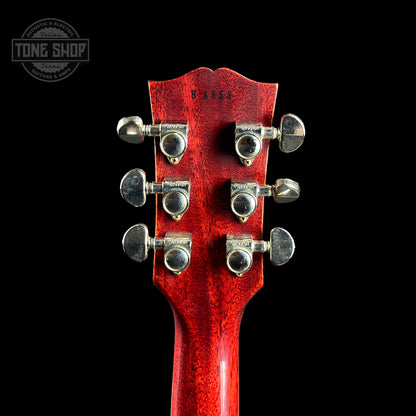 Back of headstock of Gibson Custom Shop Dealer's Choice 1958/60 Neck Les Paul Standard Chambered Lemon Burst Murphy Lab Ultra Light Aged.