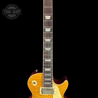 Fretboard of Gibson Custom Shop Made 2 Measure 1959 Les Paul Standard Chambered Lemon Burst Murphy Lab Heavy Aged.