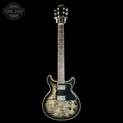 Full front of Gibson Custom Shop Les Paul Special Double Cut Figured Maple Top Cobra Burst VOS.