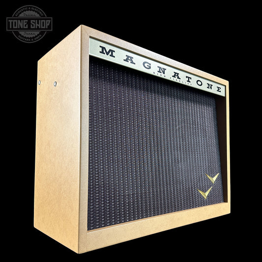 Front angle of Magnatone Panoramic Stereo Combo Camel.