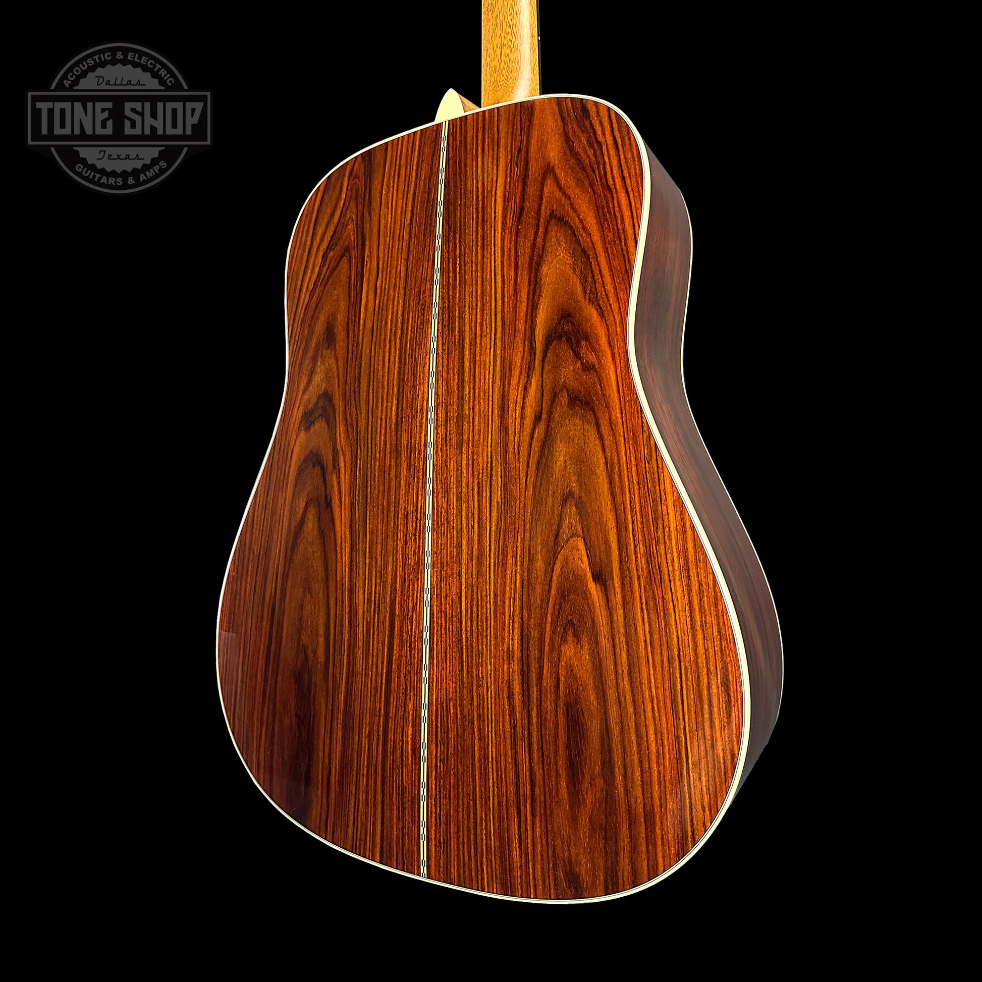 Back angle of Martin Custom Shop 28 Style Dread Adirondack/Cocobolo.