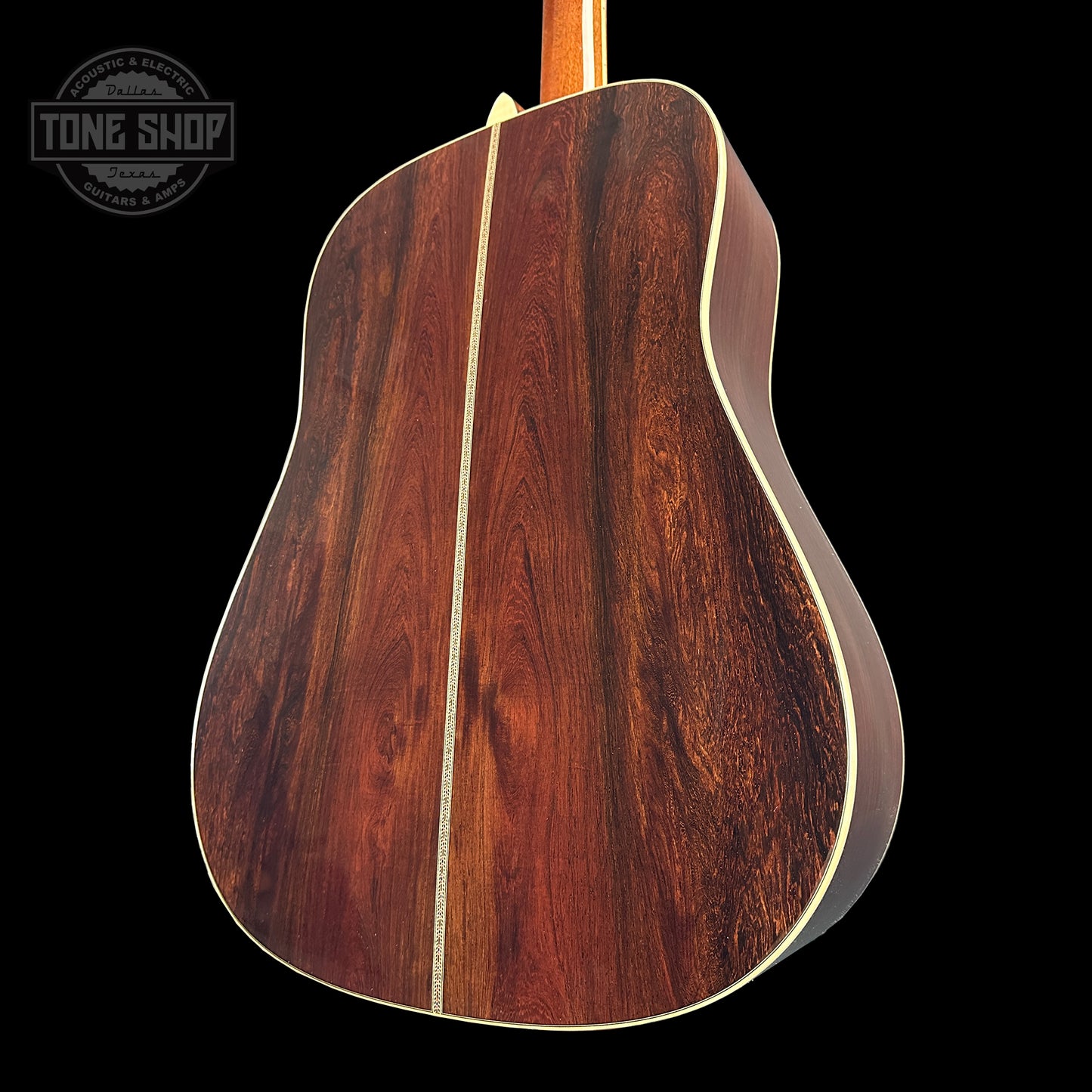 Back angle of Martin Custom Shop D-42 Adirondack/Madagascar Rosewood.