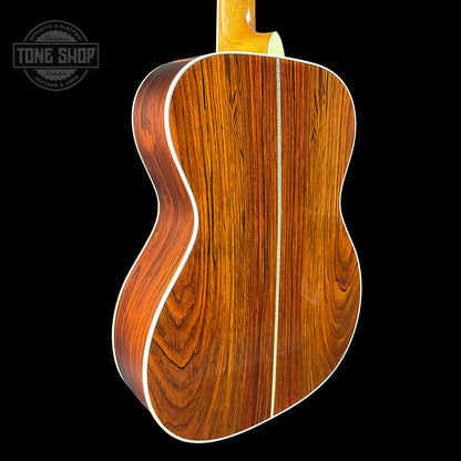 Back angle of Martin Custom Shop OM-41 Ambertone Torch Motif Carpathian Spruce/Cocobolo.