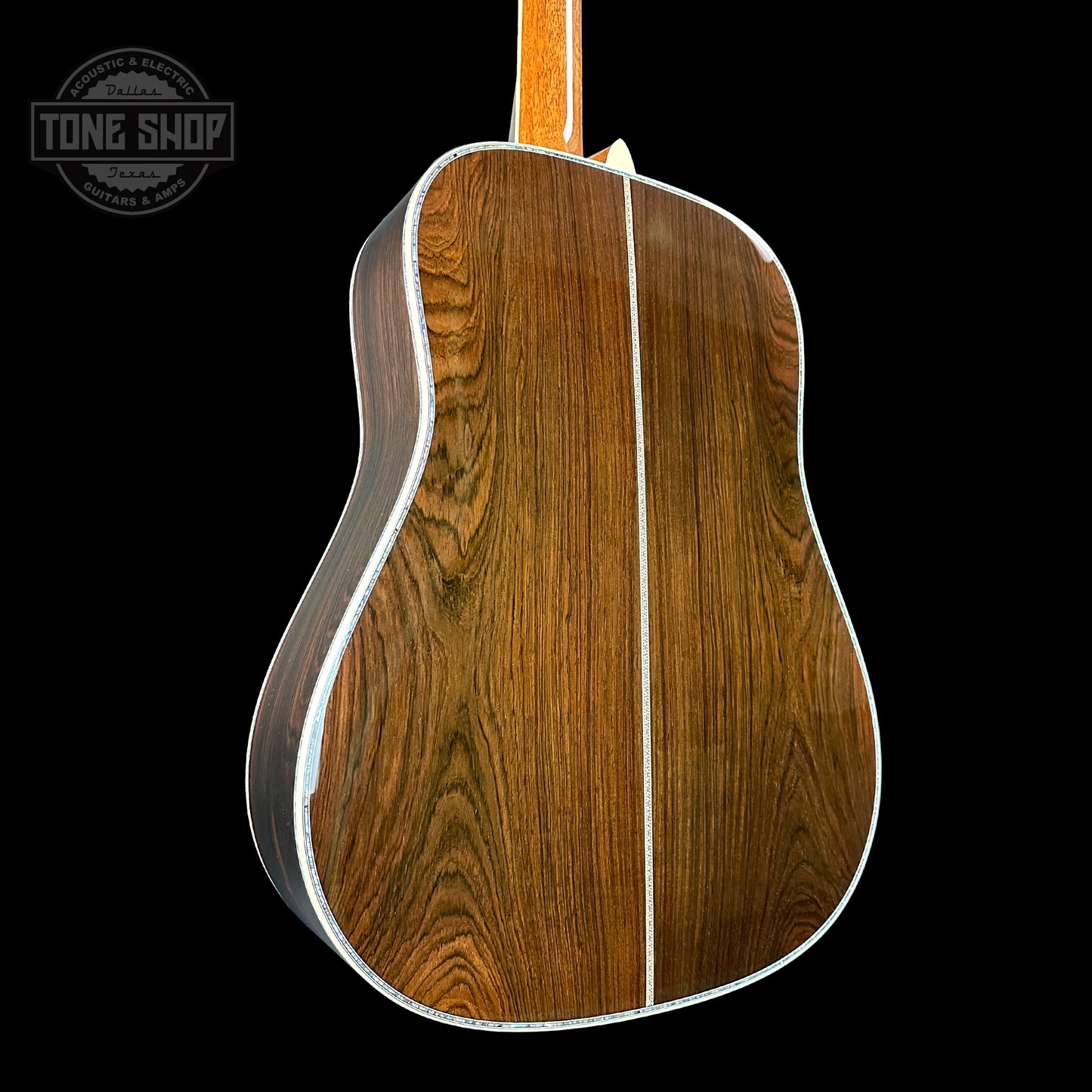 Back angle of Martin Custom Shop D-45 Adirondack/Brazilian Rosewood.