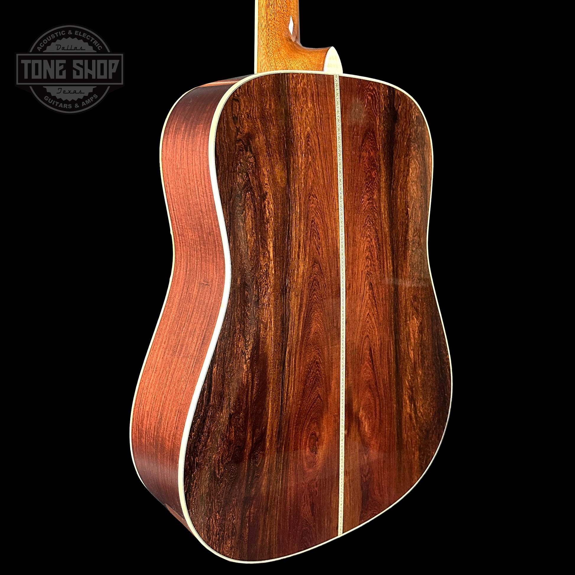 Back angle of Martin Custom Shop D-42 Adirondack/Madagascar Rosewood.