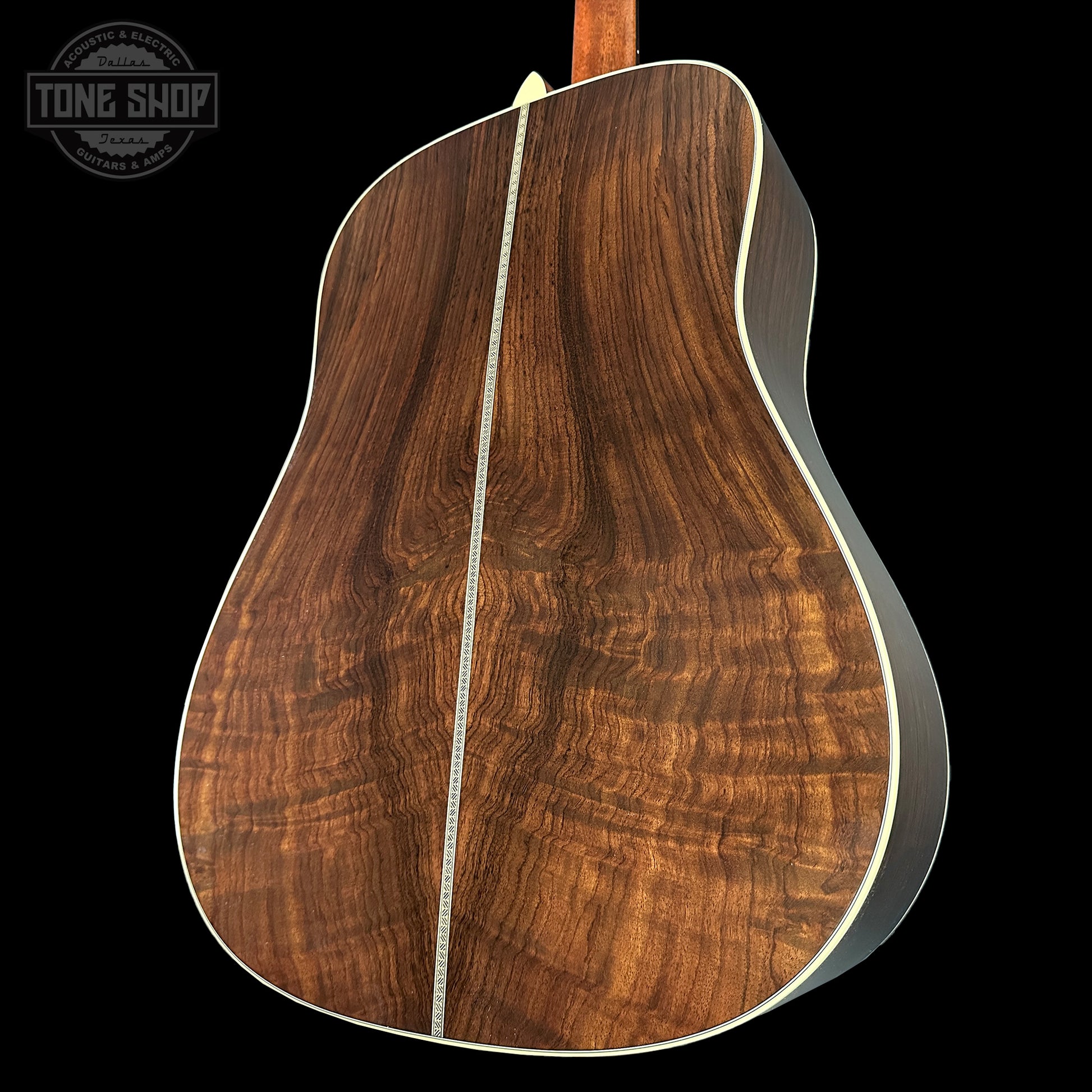 Back angle of Martin Custom Shop Shop Dread Adirondack/WEIR 1935 Sunburst.