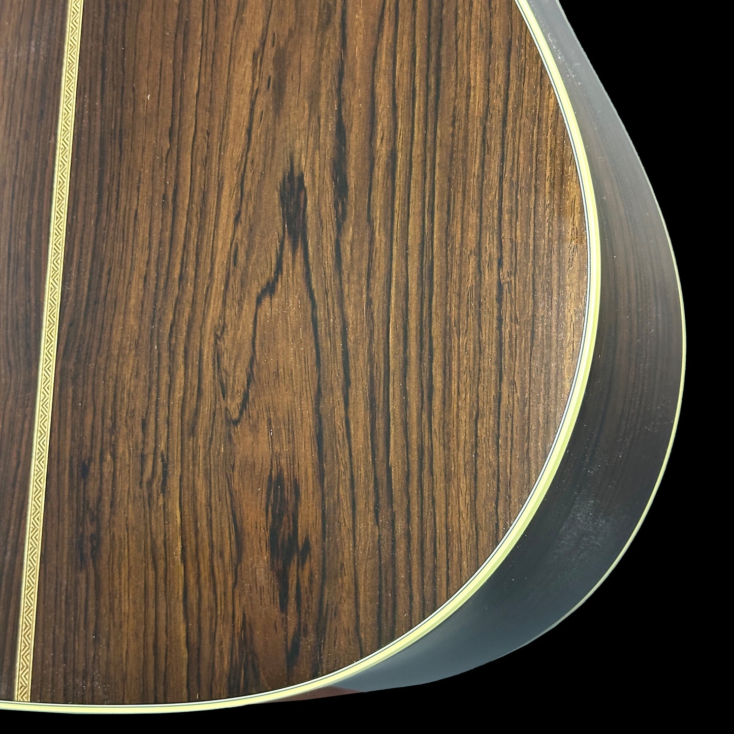 Back of body of Martin Custom Shop 37 D-28 Authentic Brazilian Rosewood Stage 1 Aging.