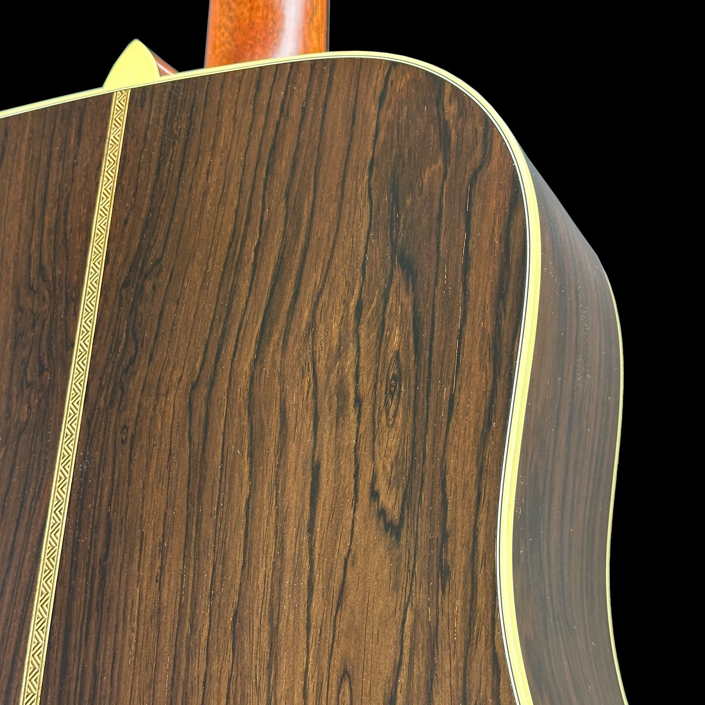 Back of body of Martin Custom Shop 37 D-28 Authentic Brazilian Rosewood Stage 1 Aging.