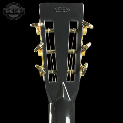 Back of headstock of Martin Custom Shop 00-42 Torch Motif Black Sitka/EIR.