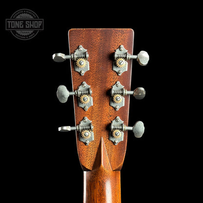 Back of headstock of Martin Custom Shop 37 D-28 Authentic Brazilian Rosewood Stage 1 Aging.