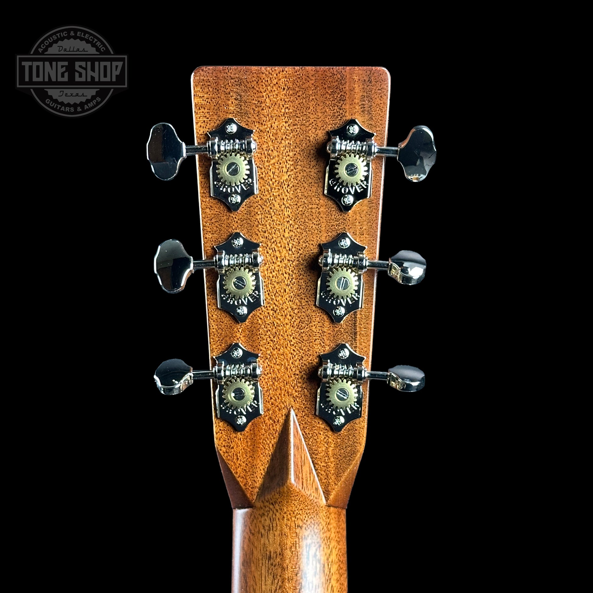 Back of headstock of Martin Custom Shop 28/45 Style 00-14F Italian Alpine/Guatemalan RW.