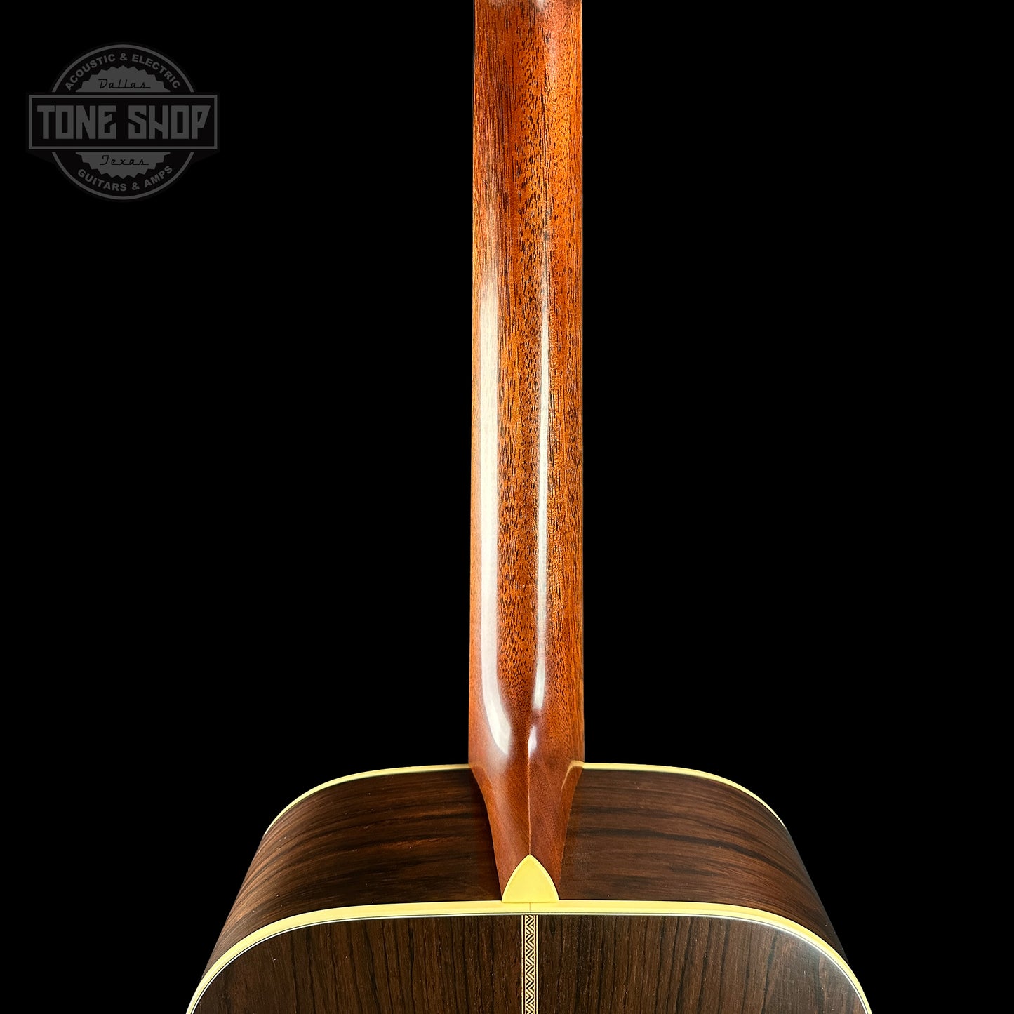 Back of neck of Martin Custom Shop 37 D-28 Authentic Brazilian Rosewood Stage 1 Aging.