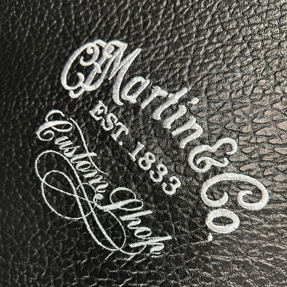 Logo on case of Martin Custom Shop D-45 Adirondack/Brazilian Rosewood.