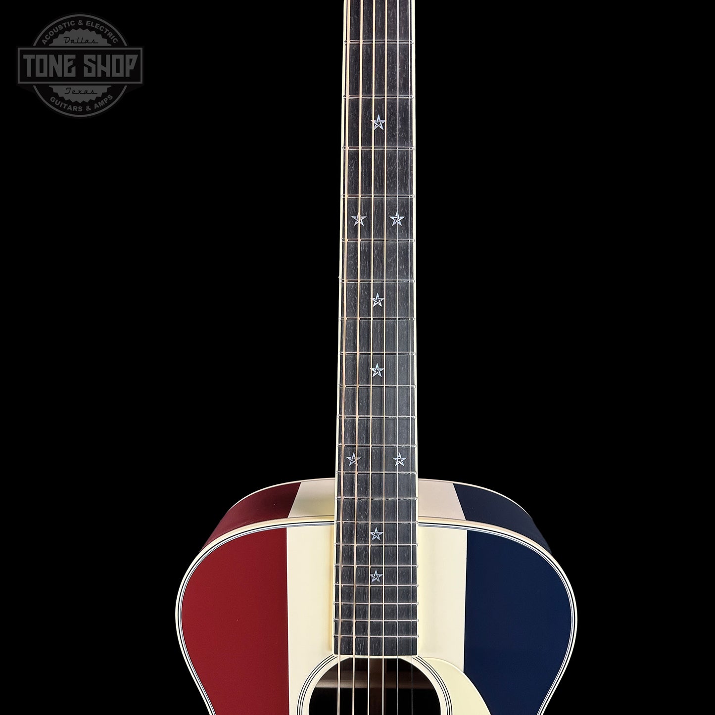 Fretboard of Martin Custom Shop OM Red/White/Blue Sitka/EIR.