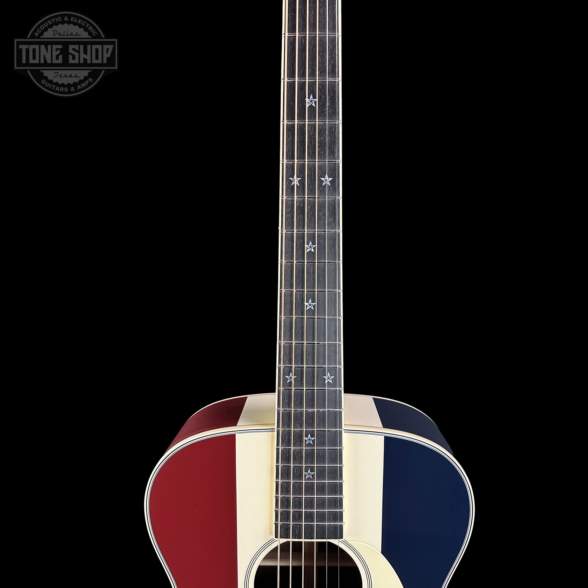 Fretboard of Martin Custom Shop OM Red/White/Blue Sitka/EIR.