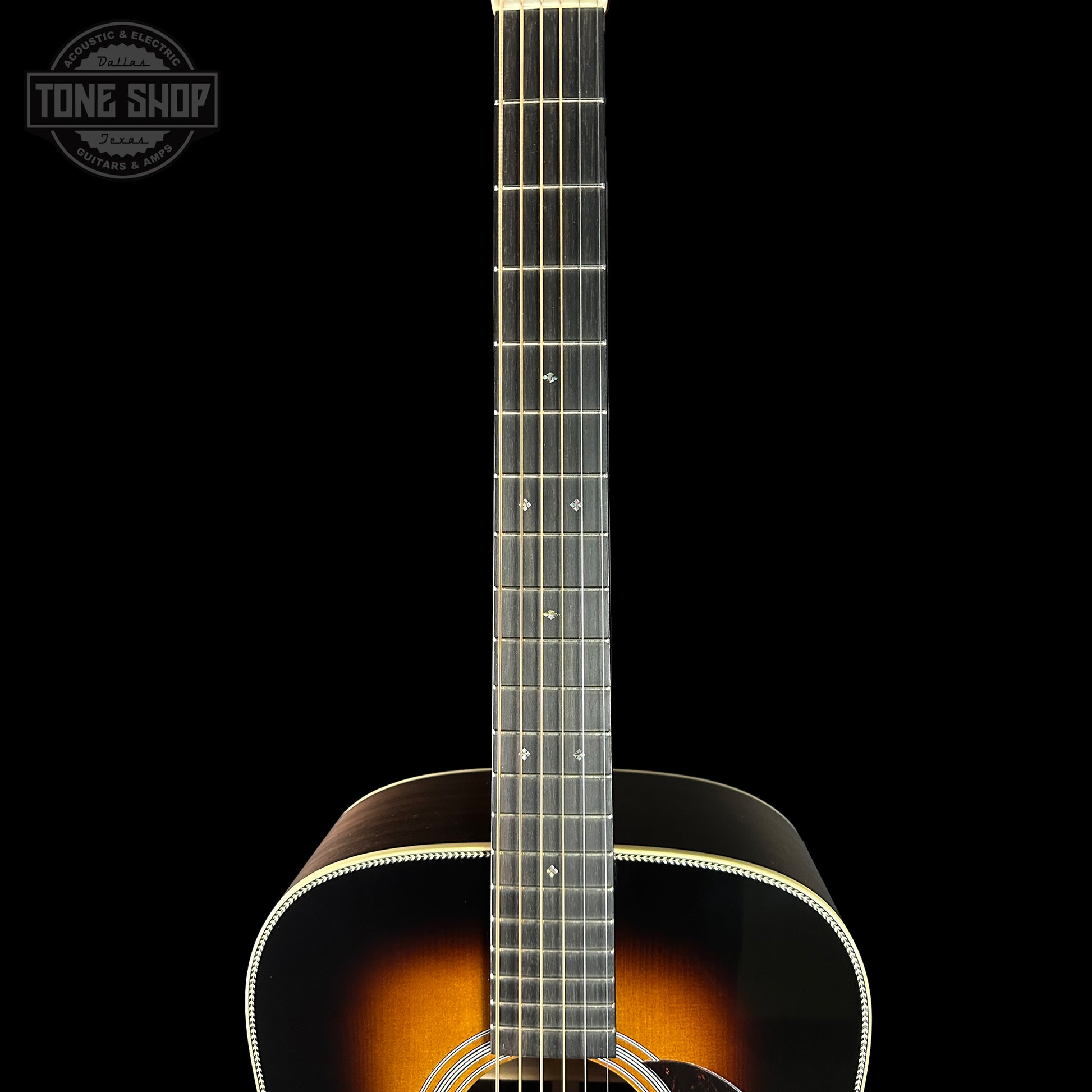 Fretboard of Martin Custom Shop Shop Dread Adirondack/WEIR 1935 Sunburst.