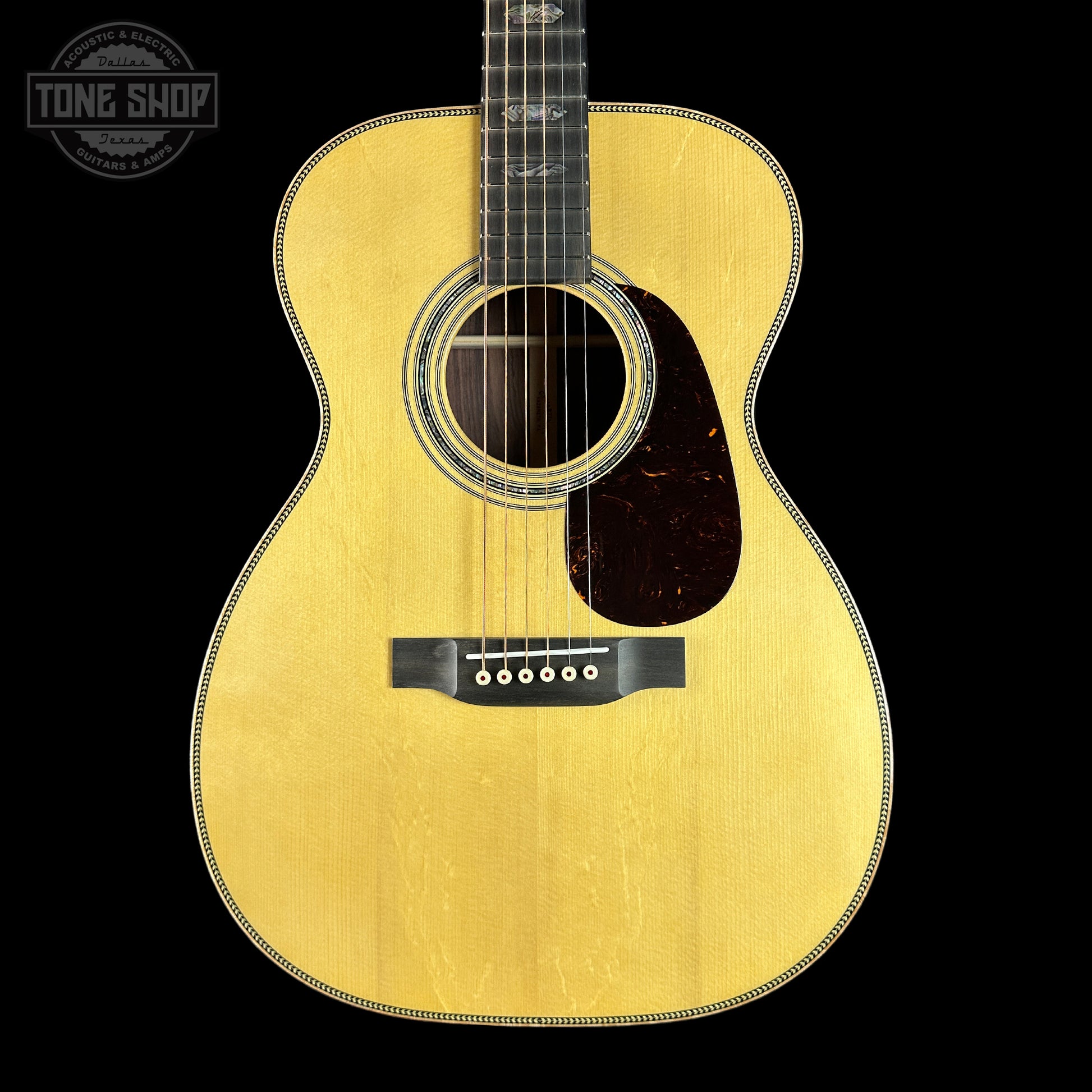 Front of Martin Custom Shop 28/45 Style 00-14F Italian Alpine Spruce/WEIR.