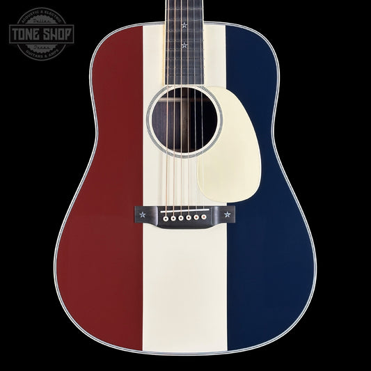 Front of Martin Custom Shop Dread Red/White/Blue Sitka/EIR.