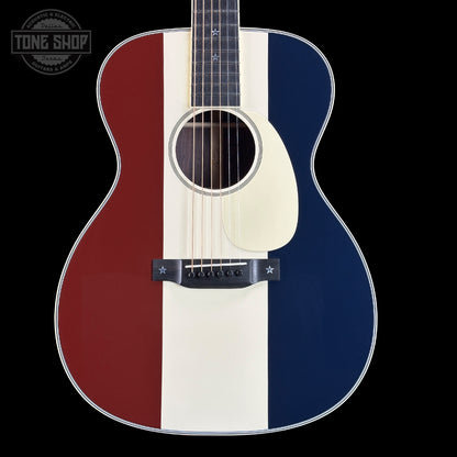 Front of Martin Custom Shop OM Red/White/Blue Sitka/EIR.