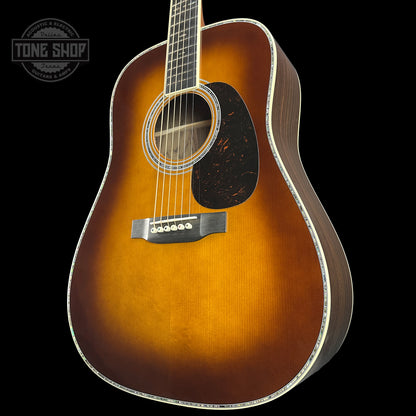 Front angle of Martin Custom Shop 41 Style Dread Torch Motif Adirondack/WEIR Ambertone.