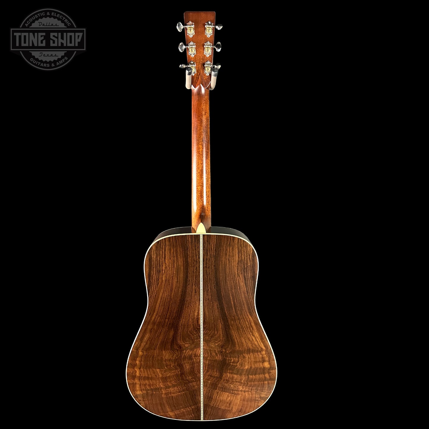 Full back of Martin Custom Shop Shop Dread Adirondack/WEIR 1935 Sunburst.