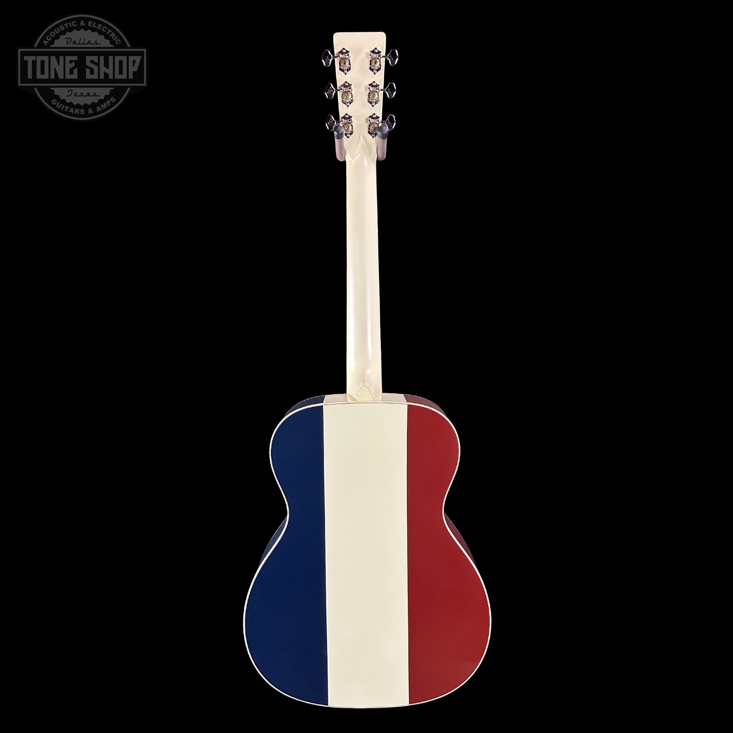 Full back of Martin Custom Shop OM Red/White/Blue Sitka/EIR.