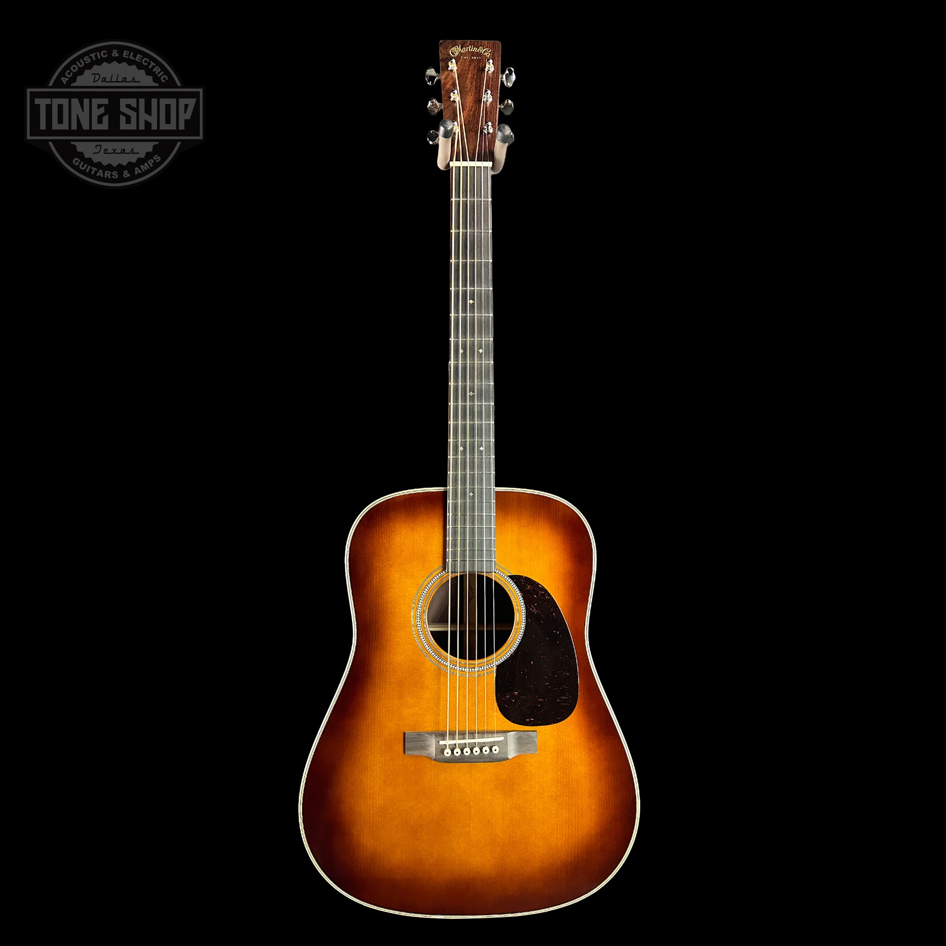 Full front of Martin Custom Shop 28 Style Dread Adirondack/WEIR Ambertone.