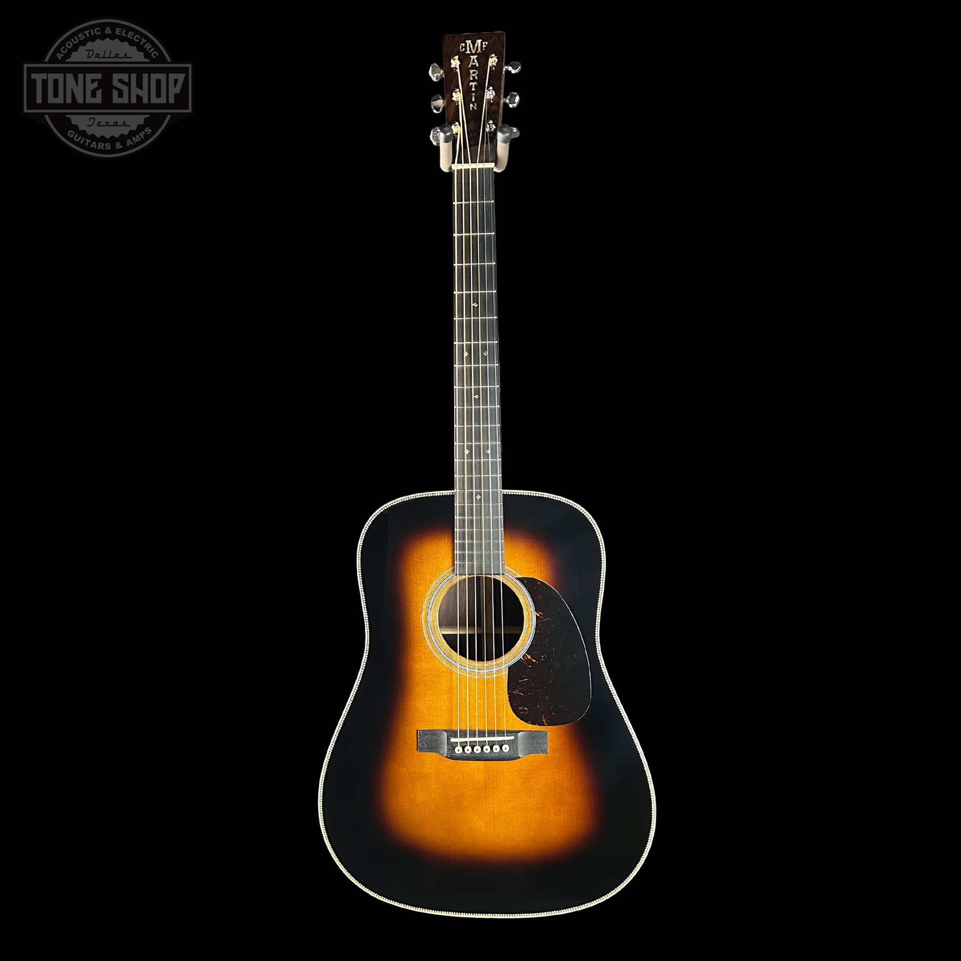 Full front of Martin Custom Shop Shop Dread Adirondack/WEIR 1935 Sunburst.