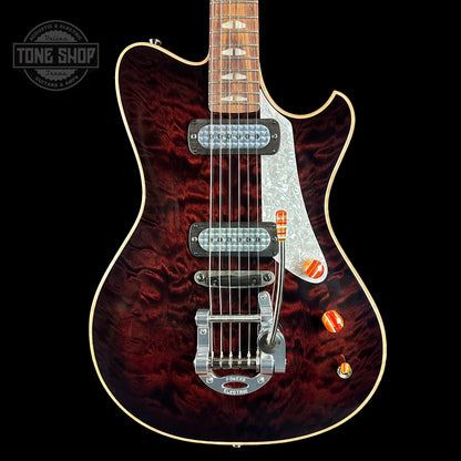 Front of Powers Electric A-Type Select Quilt Top Cabernet Pearl Ebony Warm Cam Tail FF42.