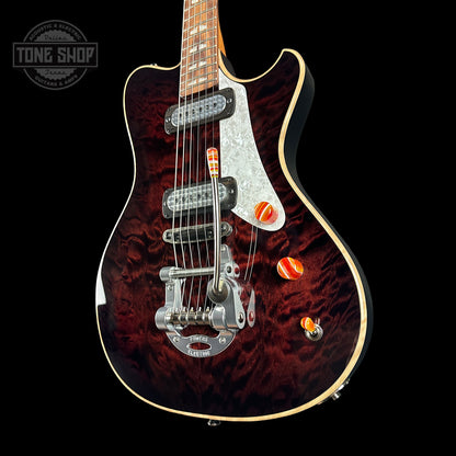 Front angle of Powers Electric A-Type Select Quilt Top Cabernet Pearl Ebony Warm Cam Tail FF42.