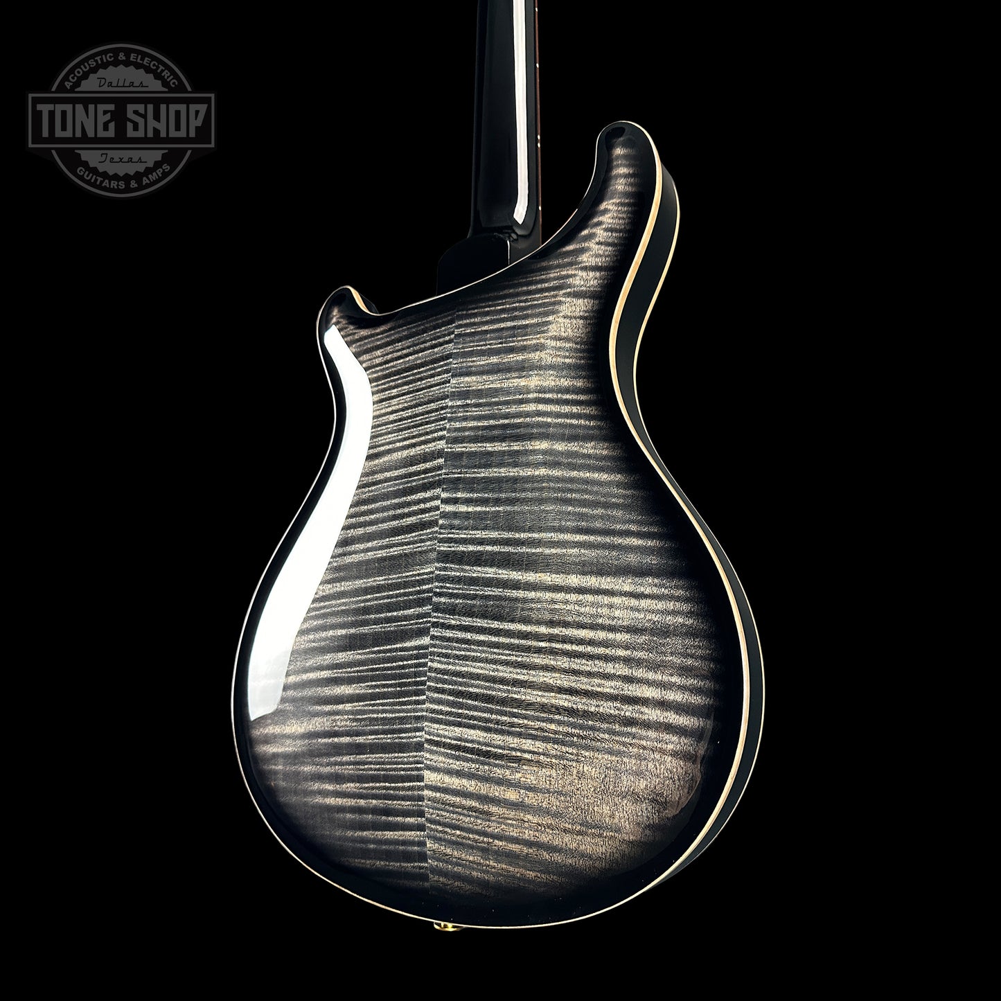 Back angle of PRS Hollowbody II Piezo 10-top Charocal.