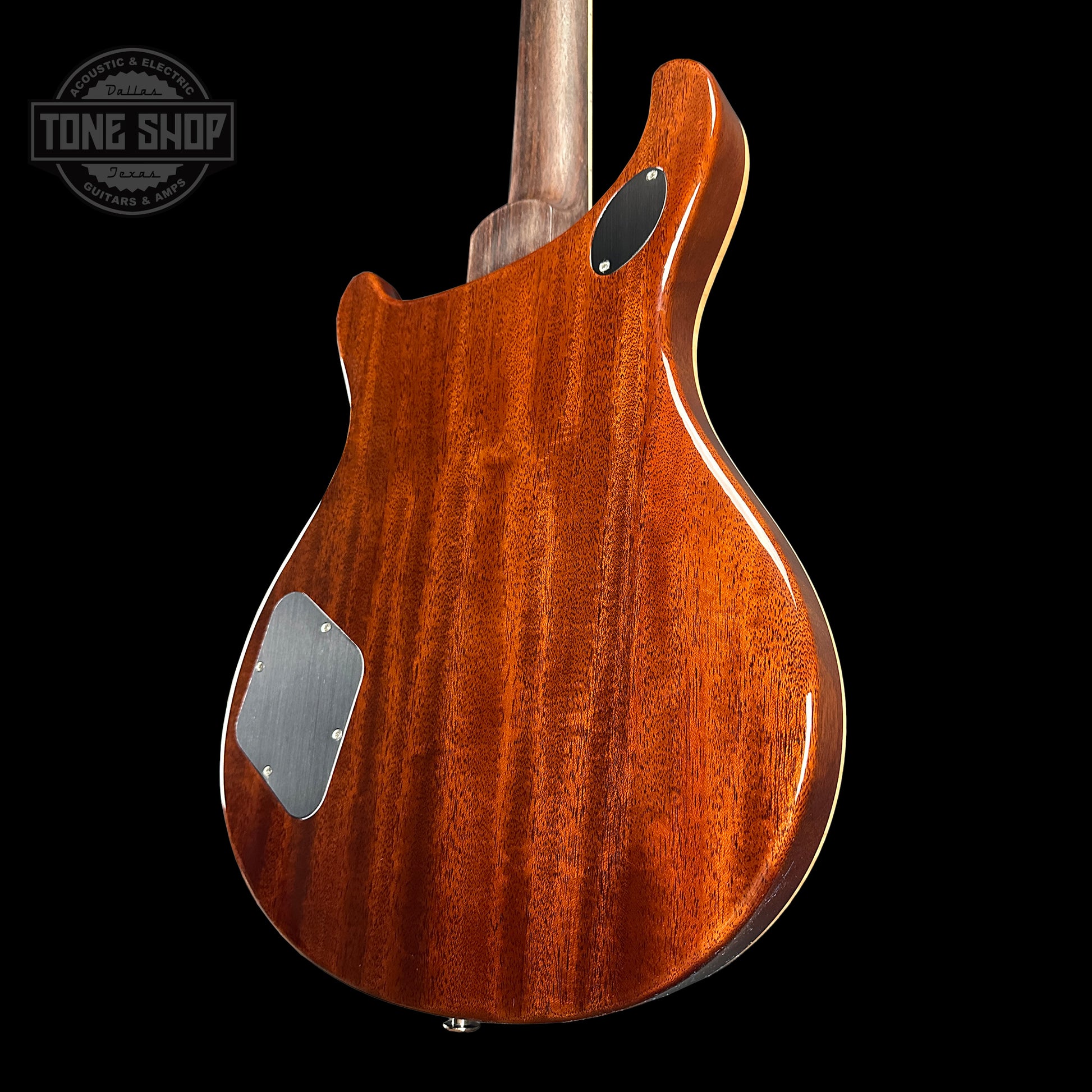 Back angle of PRS Wood Library McCarty 594 Honey 10-top Brazilian FB.